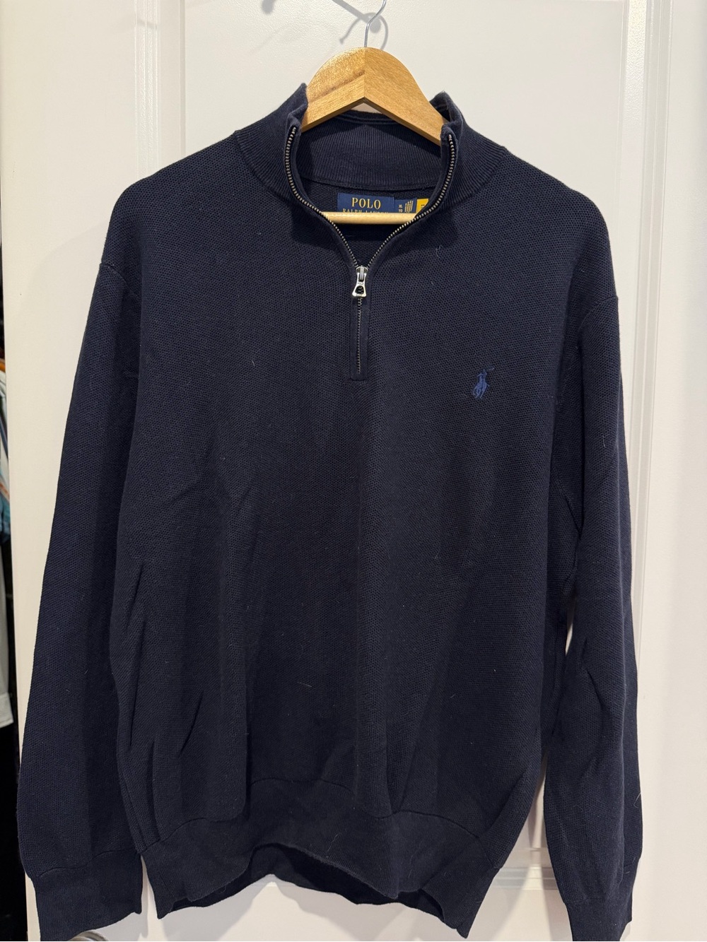 Ralph Lauren Navy Quarter Zip Polo Sweater